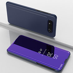 Custodia Portafoglio In Pelle Cover con Supporto Laterale Specchio Cover ZL1 per Samsung Galaxy A80 Viola