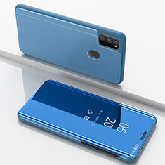 Custodia Portafoglio In Pelle Cover con Supporto Laterale Specchio Cover ZL1 per Samsung Galaxy M21 Blu