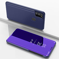 Custodia Portafoglio In Pelle Cover con Supporto Laterale Specchio Cover ZL1 per Samsung Galaxy M21 Viola