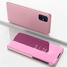 Custodia Portafoglio In Pelle Cover con Supporto Laterale Specchio Cover ZL1 per Samsung Galaxy M31s Oro Rosa