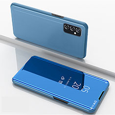 Custodia Portafoglio In Pelle Cover con Supporto Laterale Specchio Cover ZL1 per Samsung Galaxy M52 5G Blu