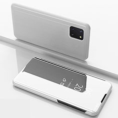 Custodia Portafoglio In Pelle Cover con Supporto Laterale Specchio Cover ZL1 per Samsung Galaxy Note 10 Lite Argento