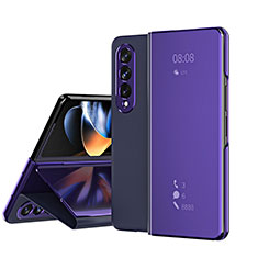 Custodia Portafoglio In Pelle Cover con Supporto Laterale Specchio Cover ZL1 per Samsung Galaxy Z Fold4 5G Viola