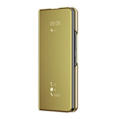 Custodia Portafoglio In Pelle Cover con Supporto Laterale Specchio Cover ZL2 per Samsung Galaxy Z Fold3 5G Oro