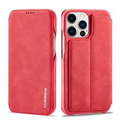 Custodia Portafoglio In Pelle Cover con Supporto LC1 per Apple iPhone 13 Pro Rosso