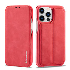 Custodia Portafoglio In Pelle Cover con Supporto LC1 per Apple iPhone 13 Pro Rosso