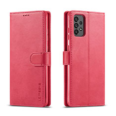 Custodia Portafoglio In Pelle Cover con Supporto LC1 per Samsung Galaxy A73 5G Rosa Caldo