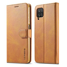 Custodia Portafoglio In Pelle Cover con Supporto LC1 per Samsung Galaxy M32 4G Marrone Chiaro