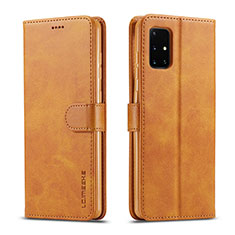 Custodia Portafoglio In Pelle Cover con Supporto LC1 per Samsung Galaxy M51 Marrone Chiaro