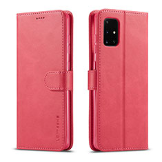 Custodia Portafoglio In Pelle Cover con Supporto LC1 per Samsung Galaxy M51 Rosa Caldo