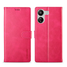 Custodia Portafoglio In Pelle Cover con Supporto LC1 per Xiaomi Poco C65 Rosa Caldo