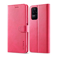 Custodia Portafoglio In Pelle Cover con Supporto LC1 per Xiaomi Poco F4 5G Rosa Caldo