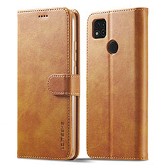 Custodia Portafoglio In Pelle Cover con Supporto LC1 per Xiaomi Redmi 9 India Marrone Chiaro