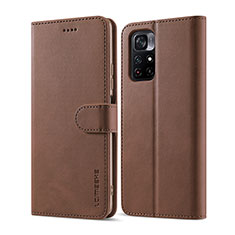 Custodia Portafoglio In Pelle Cover con Supporto LC1 per Xiaomi Redmi Note 11S 5G Marrone