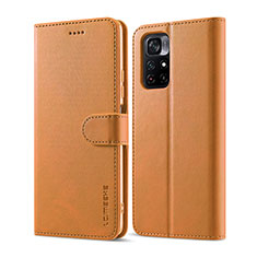 Custodia Portafoglio In Pelle Cover con Supporto LC1 per Xiaomi Redmi Note 11S 5G Marrone Chiaro