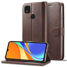 Custodia Portafoglio In Pelle Cover con Supporto LC2 per Xiaomi Redmi 9 India Marrone