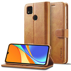 Custodia Portafoglio In Pelle Cover con Supporto LC2 per Xiaomi Redmi 9C NFC Marrone Chiaro