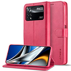 Custodia Portafoglio In Pelle Cover con Supporto LC2 per Xiaomi Redmi Note 11E Pro 5G Rosa Caldo