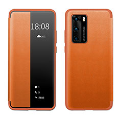 Custodia Portafoglio In Pelle Cover con Supporto LF1 per Huawei P40 Arancione