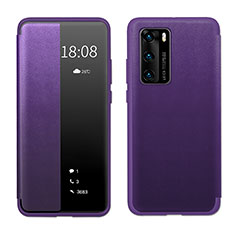 Custodia Portafoglio In Pelle Cover con Supporto LF1 per Huawei P40 Viola