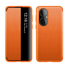 Custodia Portafoglio In Pelle Cover con Supporto LF1 per Huawei P50 Arancione