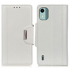 Custodia Portafoglio In Pelle Cover con Supporto M01L per Nokia C12 Bianco