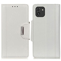 Custodia Portafoglio In Pelle Cover con Supporto M01L per Samsung Galaxy A03 Bianco