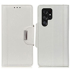 Custodia Portafoglio In Pelle Cover con Supporto M01L per Samsung Galaxy S22 Ultra 5G Bianco