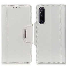 Custodia Portafoglio In Pelle Cover con Supporto M01L per Sony Xperia 1 V Bianco