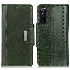 Custodia Portafoglio In Pelle Cover con Supporto M01L per Sony Xperia 1 V Verde