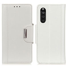 Custodia Portafoglio In Pelle Cover con Supporto M01L per Sony Xperia 10 III Bianco