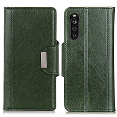Custodia Portafoglio In Pelle Cover con Supporto M01L per Sony Xperia 10 III Verde
