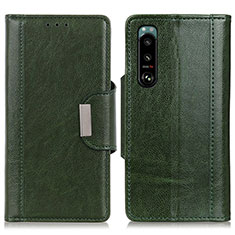Custodia Portafoglio In Pelle Cover con Supporto M01L per Sony Xperia 5 III Verde