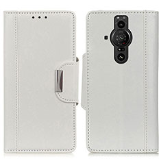 Custodia Portafoglio In Pelle Cover con Supporto M01L per Sony Xperia PRO-I Bianco