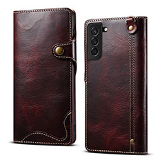 Custodia Portafoglio In Pelle Cover con Supporto M01T per Samsung Galaxy S21 FE 5G Rosso Rosa