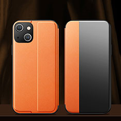 Custodia Portafoglio In Pelle Cover con Supporto M02 per Apple iPhone 13 Mini Arancione