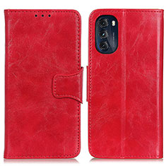 Custodia Portafoglio In Pelle Cover con Supporto M02L per Motorola Moto G 5G (2022) Rosso