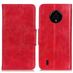Custodia Portafoglio In Pelle Cover con Supporto M02L per Nokia C200 Rosso