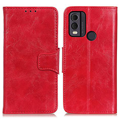 Custodia Portafoglio In Pelle Cover con Supporto M02L per Nokia C22 Rosso