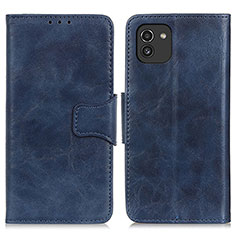 Custodia Portafoglio In Pelle Cover con Supporto M02L per Samsung Galaxy A03 Blu