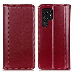 Custodia Portafoglio In Pelle Cover con Supporto M02L per Samsung Galaxy S21 Ultra 5G Rosso