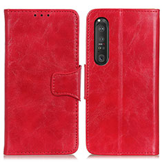 Custodia Portafoglio In Pelle Cover con Supporto M02L per Sony Xperia 1 III Rosso