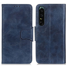 Custodia Portafoglio In Pelle Cover con Supporto M02L per Sony Xperia 1 IV Blu