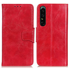 Custodia Portafoglio In Pelle Cover con Supporto M02L per Sony Xperia 1 IV Rosso