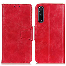 Custodia Portafoglio In Pelle Cover con Supporto M02L per Sony Xperia 1 V Rosso