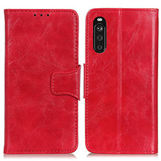 Custodia Portafoglio In Pelle Cover con Supporto M02L per Sony Xperia 10 III SO-52B Rosso