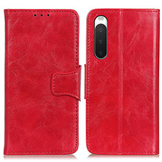 Custodia Portafoglio In Pelle Cover con Supporto M02L per Sony Xperia 10 IV Rosso