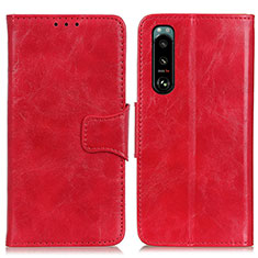 Custodia Portafoglio In Pelle Cover con Supporto M02L per Sony Xperia 5 III Rosso