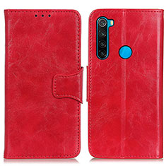 Custodia Portafoglio In Pelle Cover con Supporto M02L per Xiaomi Redmi Note 8 (2021) Rosso
