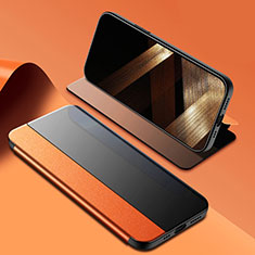 Custodia Portafoglio In Pelle Cover con Supporto M03 per Apple iPhone 14 Pro Arancione